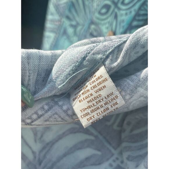 Caribbean Mens Button Up Hawaiian Shirt Size Large Blue Floral Silk Short Sleeve - Picture 9 of 12